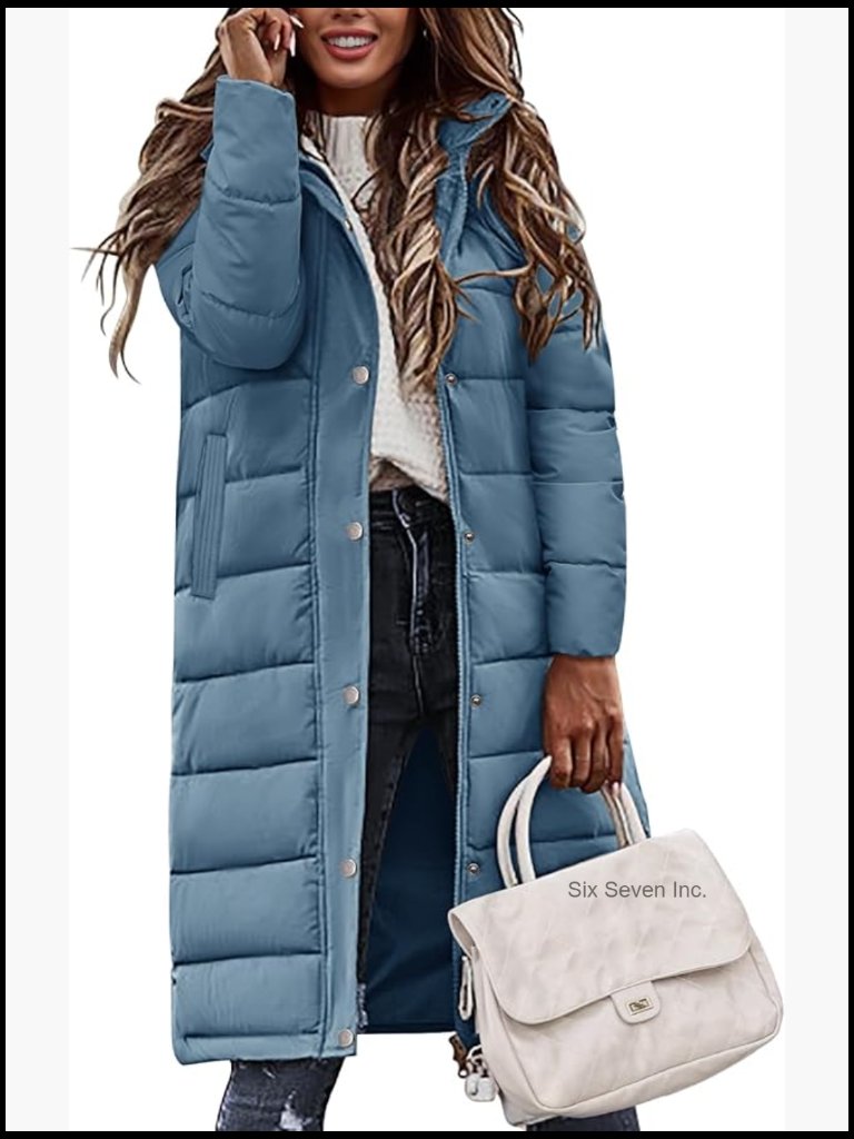Womens Winter Long Puffer Coat Thicken Warm Quilted Jacket Mid-Length With Side